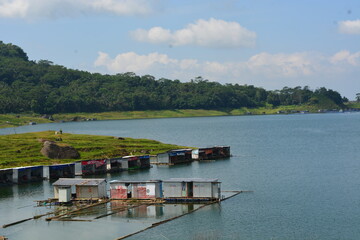 Fototapeta na wymiar Photo of a reservoir with a freshwater fish farming pond