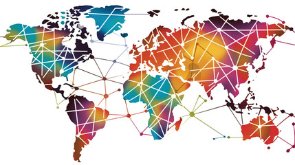 Abstract World Map Depicting the Interdependence of International Trade and Supply Chain, Generative AI - obrazy, fototapety, plakaty