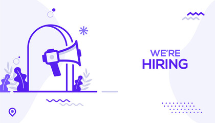 We're hiring banner illustration with megaphone.

Modern vector illustration