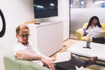 Businessman resting in lounge room