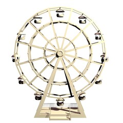 old cartoon ferris wheel on the white background 3d-rendering