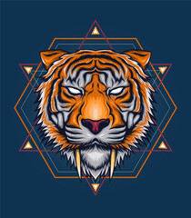 Tigers face. Saber toothed tiger logo
