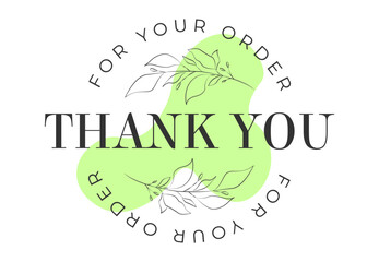 Thank you for your order card design for online buyers illustration vector. vector thank you handwritten inscription. hand drawn lettering. Thank you calligraphy. Thank you card.