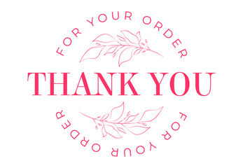 Thank you for your order card design for online buyers illustration vector. vector thank you handwritten inscription. hand drawn lettering. Thank you calligraphy. Thank you card.