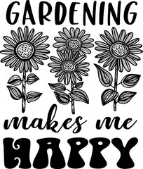 Garden Inspiration Motivation Quotes vector svg template. Black and white design for stickers, logo, web, print, etc. 