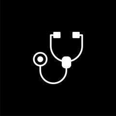 Stethoscope icon isolated on black background