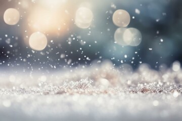 A bokeh background of a magical winter wonderland with glittering snow Generative AI