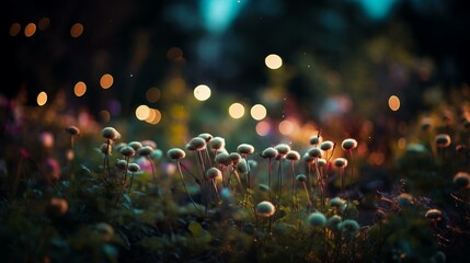 Obraz na płótnie Canvas A bokeh background of a garden at nightfall Generative AI