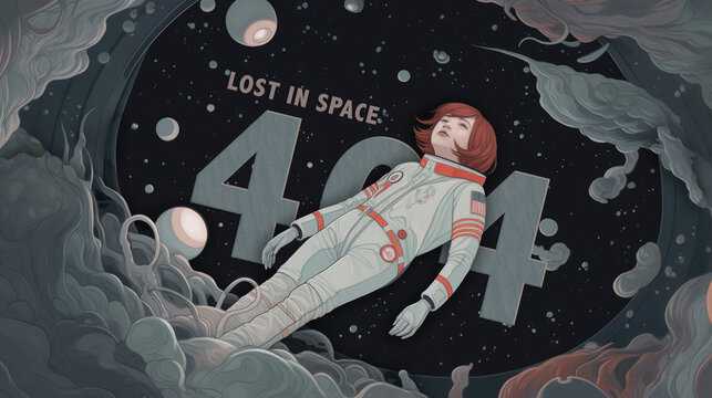 404 lost in space page template in illustration style