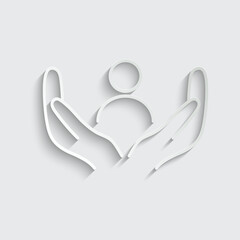  people care icon. the hand  is holding a persone vector  icon 
