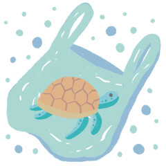turtle sea plastic bag