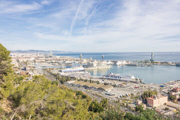 view of the city and harbour from El Poble-Sec, Barcelona