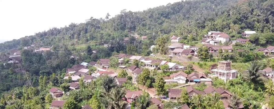 Aerial video of the housing conditions of villagers in mountainous areas