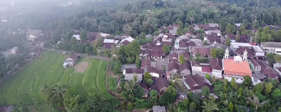 Aerial video of the housing conditions of villagers in mountainous areas