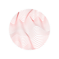 Red Wave Lines Pattern Circle Frame Abstract Background. Isolated. Vector