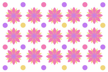 Soft pink flowers pattern template for cards, invitations.  Pink flowers with purple color