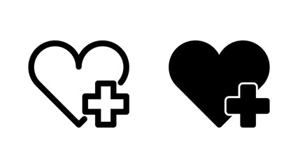 Isolated health icon with outline and glyph styles. Flat icon for website or mobile app. Heart and bar icon.