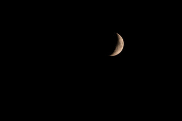 new Moon in dark night sky