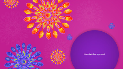 Design template with mandala pattern in pink color