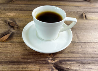 Coffee in a cup on the table.
