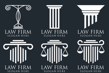 Set of modern law firm justice logo design vector graphic template