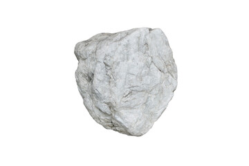 Raw specimen of white limestone rock isolated on white background