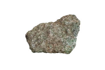 Natural stone of Actinolite schist metamorphic rock stone isolated on white background. 