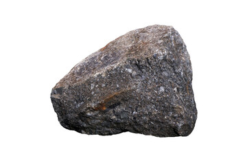 Raw specimen of conglomerate rock stone isolated on white background.