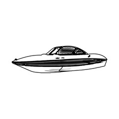Fototapeta premium black and white sketch of a boat with transparent background