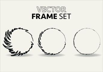 Hand drawn circles sketch frame vector set. Rounds scribble line circles. Vector illustrations.