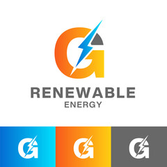 G letter Energy logo design or thunder icon logo