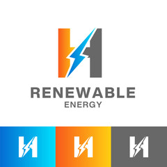 H letter Energy logo design or thunder icon logo