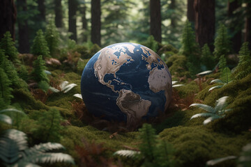 Obraz na płótnie Canvas Green Earth in a Forest, Eco-Friendly, Environmental, Awareness