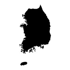 Vector Illustration of the Black Map of South Korea on White Background - obrazy, fototapety, plakaty