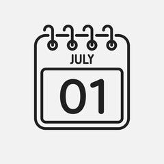 Icon page calendar day - 1 July