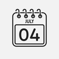 Icon page calendar day - 4 July