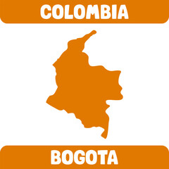 Modern Orange Color High Detailed Border Map Of Colombia Isolated on White Background Vector