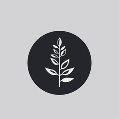 floral logo sign, minimalistic plant, simple monochrome vector illustration, organic graphic element, nature grow, leaf