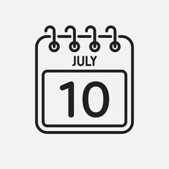 Icon page calendar day - 10 July