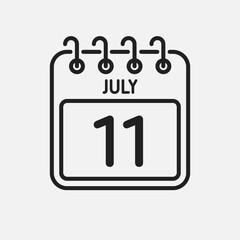 Icon page calendar day - 11 July