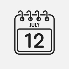 Icon page calendar day - 12 July