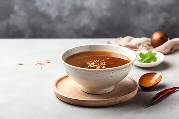 Sour soup made of Tamarind Paste, mockup, With vintage white background, AI Generated