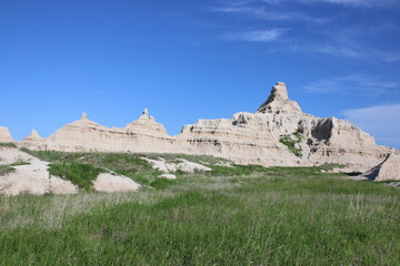 Badlands National Park in the sunset in South Dakota