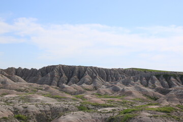 Badlands National Park in the sunset in South Dakota