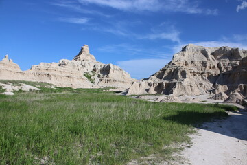 Badlands National Park in the sunset in South Dakota