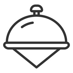 Dinner covered with a cap and a napkin - icon, illustration on white background, outline style
