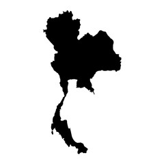 Vector Illustration of the Black Map of Thailand on White Background