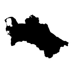 Vector Illustration of the Black Map of Turkmenistan on White Background