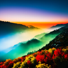 sunset over the mountains