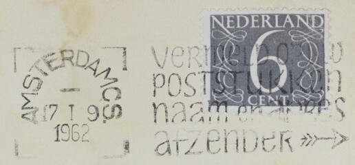 briefmarke stamp vintage retro niederlande nederland dutch holland 1962 gestempelt frankiert cancel...